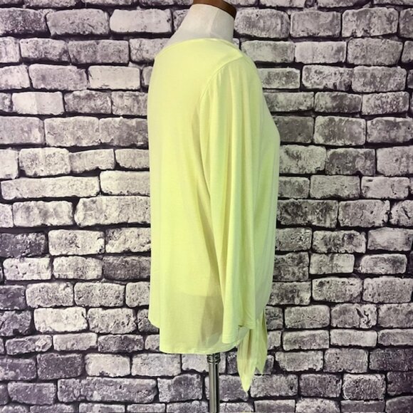 Chico's Yellowish Green 3/4 Sleeve Tee W/ Tie Front Size L - Picture 6 of 7